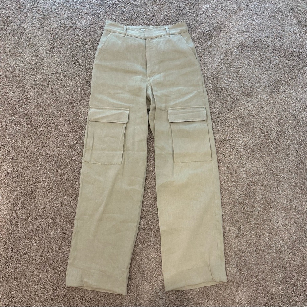 Frame High Waist Organic Linen Blend Cargo Pants